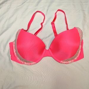 Victorias Secret Bra Hot Pink Lace Size 34D